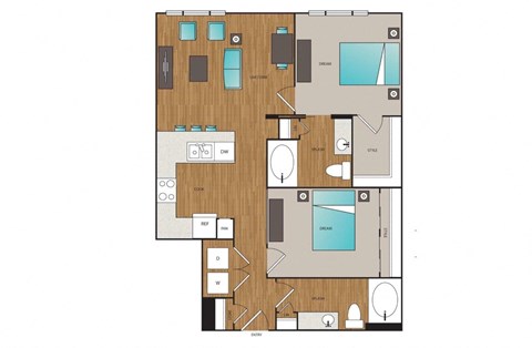Main Street Flats 2x2 B Floor Plan